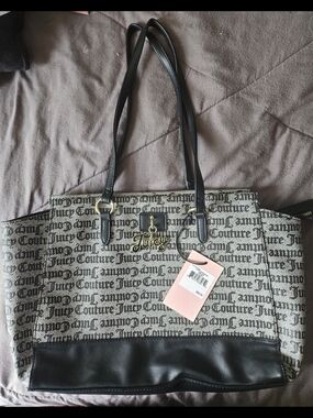 Juicy Couture Black and Cream Logo-Print Tote